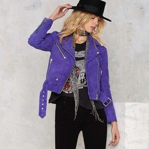 Nasty Gal Purple Biker Jacket XS